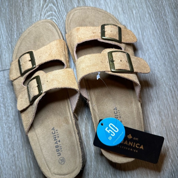 Women's Tan Double-Buckle Sandals - Picture 3 of 4